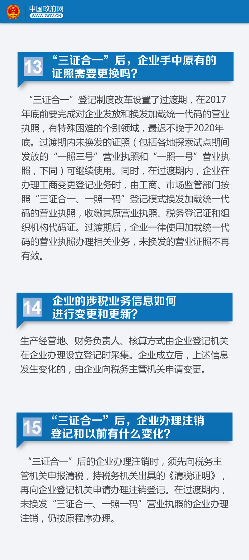 關于“三證合一” 你需要了解22個關鍵問題