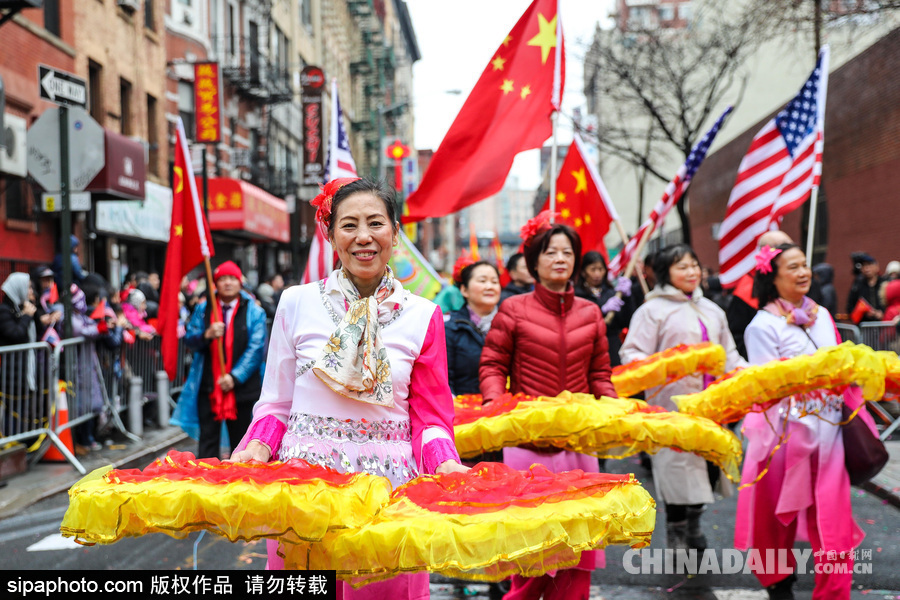 紐約唐人街迎接農歷新年 中國傳統元素濃郁