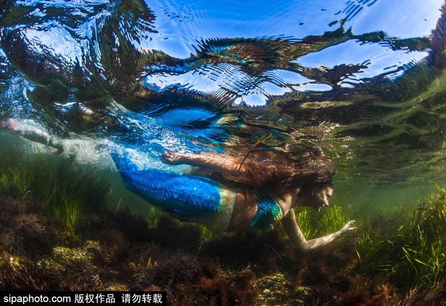 俄羅斯符拉迪沃斯托克：“美人魚”模特水中拍照再現童話場景