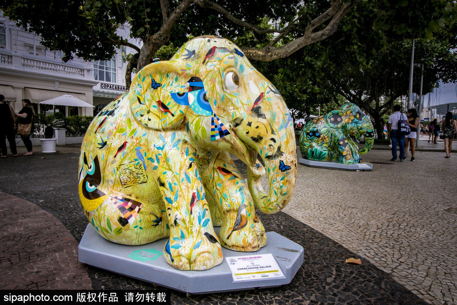 城市變“露天畫(huà)廊”！巴西里約熱內(nèi)盧街頭大象雕塑“穿新衣”